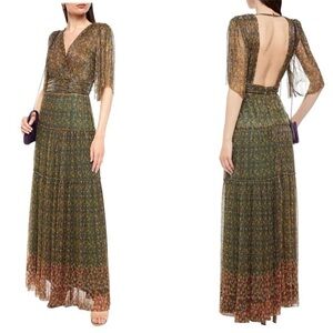 Ba&sh LONG PERLA OPEN BACK DRESS LIGHT GREEN WOMENS MAXI SMALL RETAIL $630